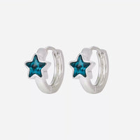 Silver hoop with blue star