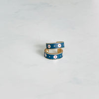 Navy Daisy Hoop Earrings