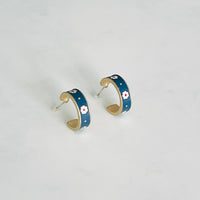 Navy Daisy Hoop Earrings