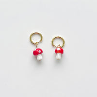 Glass Mushroom Huggie Earrings