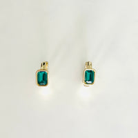 Green Stone Huggie Earrings