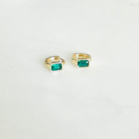 Green Stone Huggie Earrings