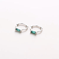 Mini Green Stone Huggie Earrings