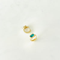 Green Stone Huggie Earrings