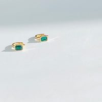 Green Stone Huggie Earrings