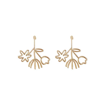 Artistic bouquet Flower drop earrings in gold