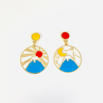 Sun & moon with tiny pearl odd pair earrings