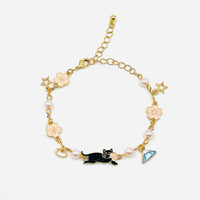 Mt. Fuji & cat charm bracelet