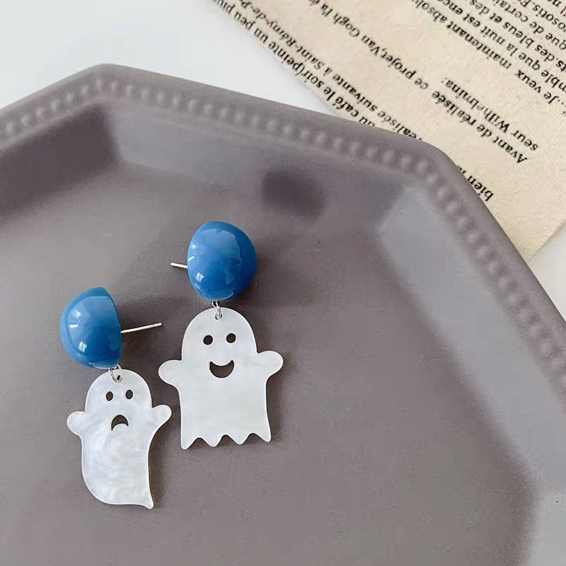 Handmade Emoji GHOST drop earrings