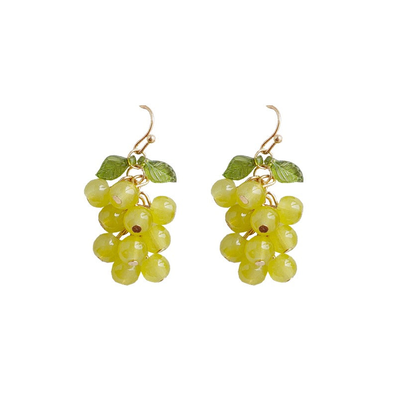 Delicate grape cluster drop earrings
