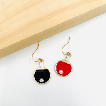 Ping Pong with mini pearl drop earrings in gold tone