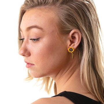 detachable sunflower design drop earrings with tiny diamante