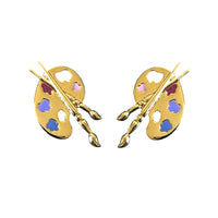 Paint Palette Earrings - Silver / Gold