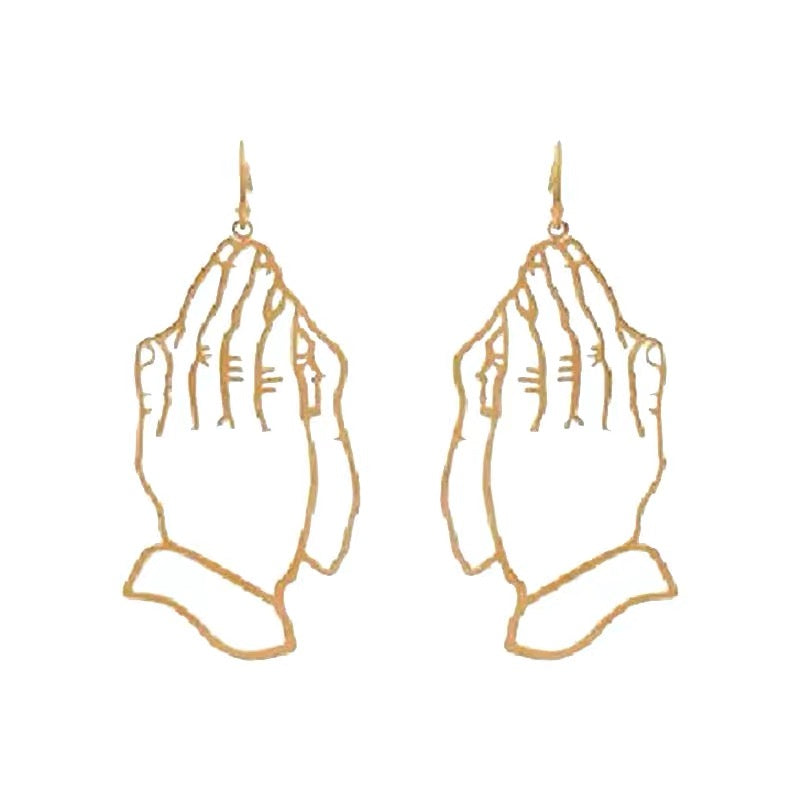 Iconic gratitude symbolic drop earrings in gold or silver tone
