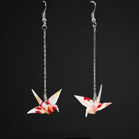 Handmade Origami Crane Earrings - Silver / Gold