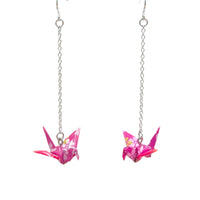 Handmade Origami Crane Earrings - Silver / Gold