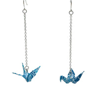 Handmade Origami Crane Earrings - Silver / Gold