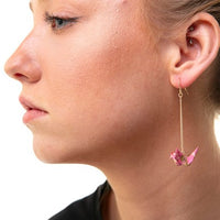 Handmade Origami with silver / gold chain drop earrings