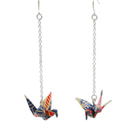 Handmade Origami with silver / gold chain drop earrings