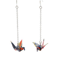 Handmade Origami Crane Earrings - Silver / Gold