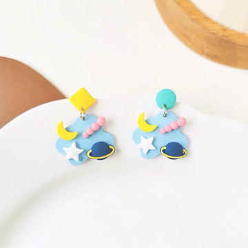 baby blue space soft clay earrings