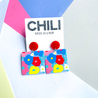 Floral Square Earrings