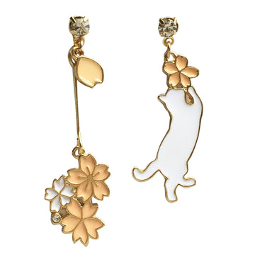Cat & cherry bloomsome drop earrings with tiny diamante