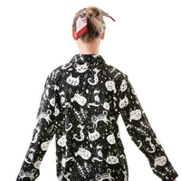 space cat silky shirt