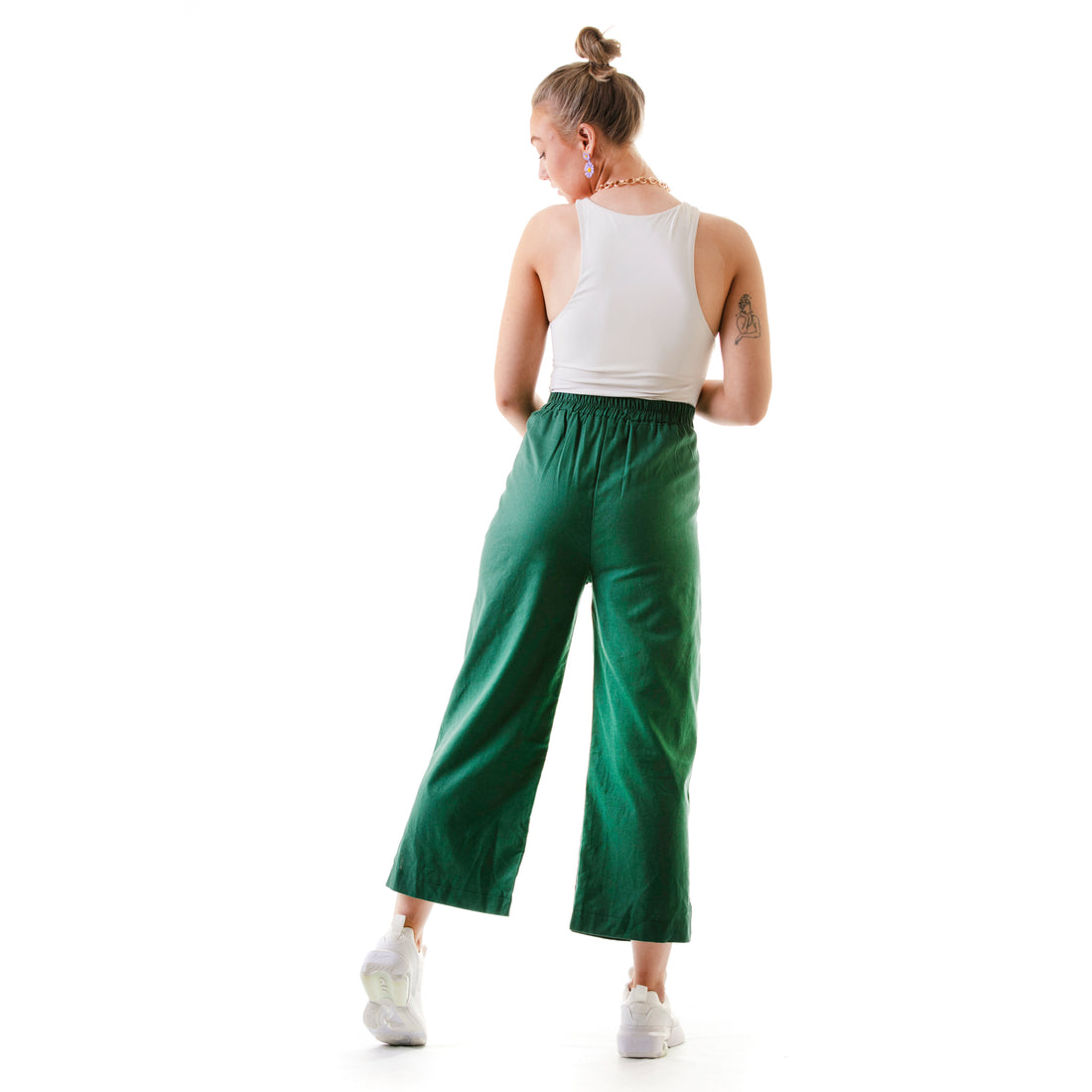 soft summer cotton linen crop pants with pocket