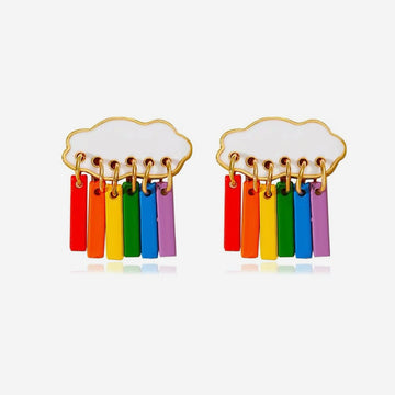 Happy Rainbow cloud drop earrings with gold trim