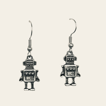 Retro robot drop earrings
