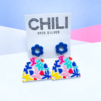 Acrylic Arch floral statement drop earrings