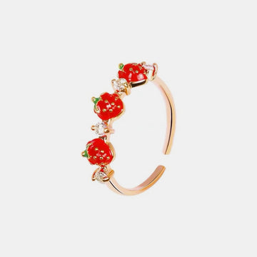 strawberry diamante pinky ring in gold