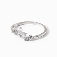 s925 sterling silver cubic zircon floral ring