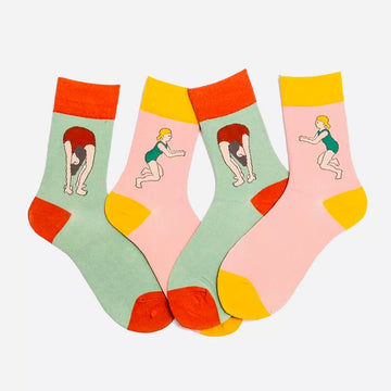 Socks with funky Gymnastic graphic