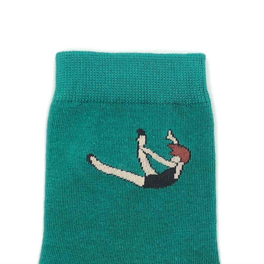 Green Socks with funky high jump  Gymnastic graphic
