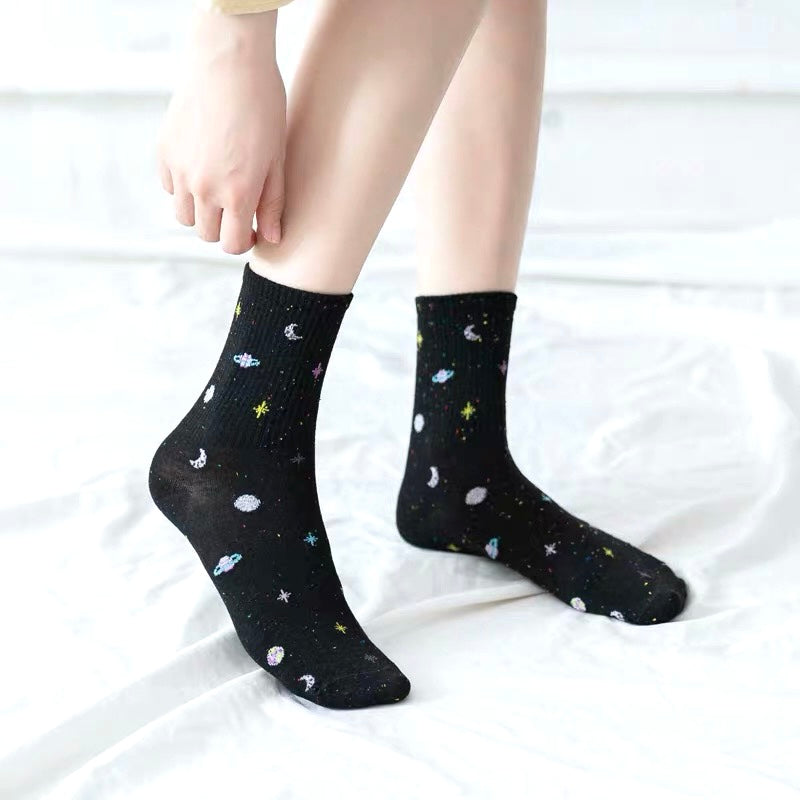 "Best seller" socks with funky colourful Space graphics all over