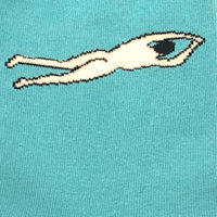 Turquoise socks with naked man swimming graphic