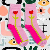 Pink tulip socks