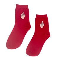 Berry red socks with finger graphic