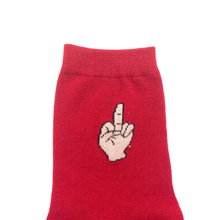 Berry red socks with finger graphic