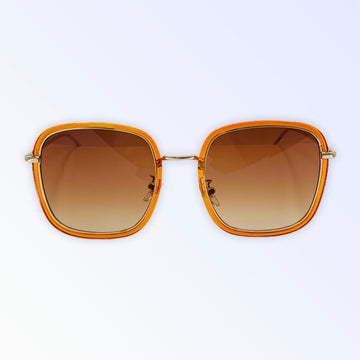 Small square sunglasses in orange with classy gold arm