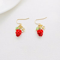 strawberry and daisy charm drop earrings