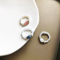 Elastic faux pearl ring