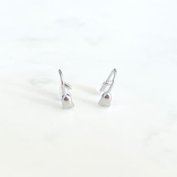 Silver rose hoop earrings