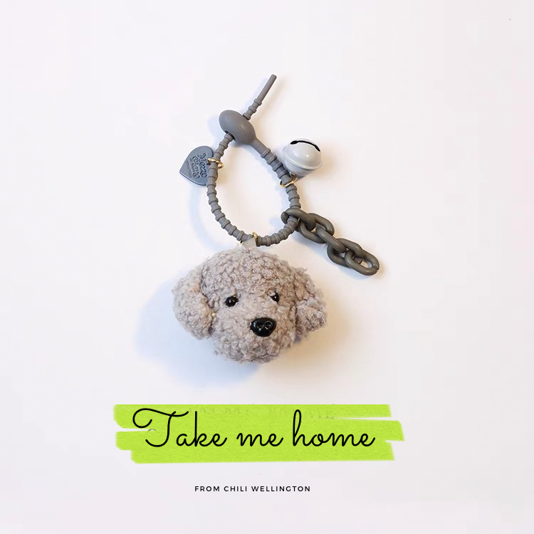 Adorable poodle puppy keychain