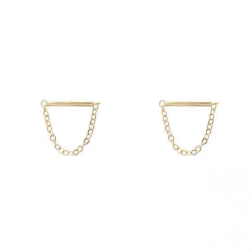 Classy gold chain bar earrings