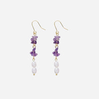 Fresh Water Pearl & Amethyst Earrings