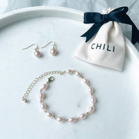 Fresh Water Pearl Earrings - White / Pink