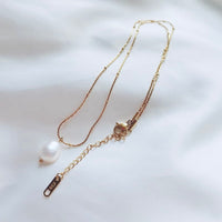 Gold plated Titanium steel baroque freshwater Pearl Pendant necklace